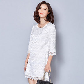 春季美裙# 锦绣四季 钩花蕾丝连衣裙 39.9元包邮(89.9-50券)