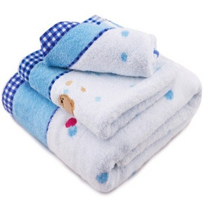 三利 纯棉无捻纱绣小熊浴巾3件套组合 折34元(59，99-50券)