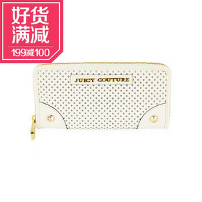 美国Juicy Couture 橘滋 女款皮革镂空长钱包 白色  385元