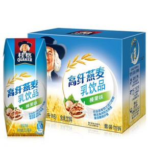 桂格 高纤燕麦乳榛果味 250毫升x6联包 7.9元(12.9，99-40)