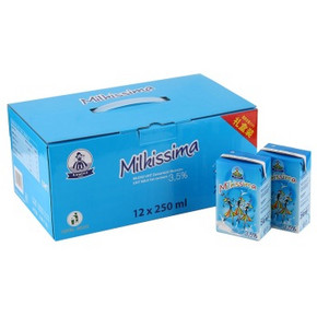 Milkissima 耶莉雅 全脂纯牛奶250ml*12盒 折29元(39,129-40)
