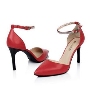 Belle/百丽 女士羊皮中空高跟单鞋 258元包邮(378-120)