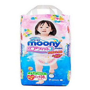 MOONY 日本尤妮佳 婴儿纸尿裤 拉拉裤 女 XL38片 79元包邮