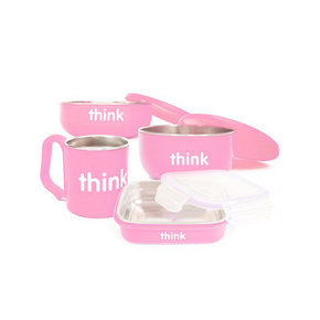 thinkbaby 辛克宝贝 粉色 婴幼儿不锈钢餐具套装 4件套 169元(199-30券)