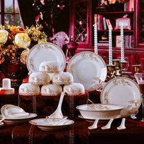 乐享 景德镇陶瓷器 28头骨瓷餐具碗碟套装 天鹅湖 99元(299-100-100券)