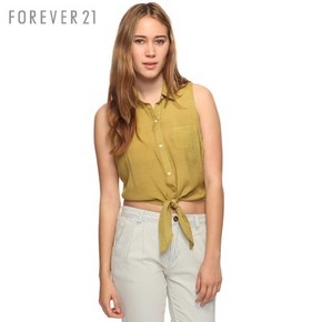 小蛮腰秀出来# FOREVER21 无袖系带女士衬衫 40元