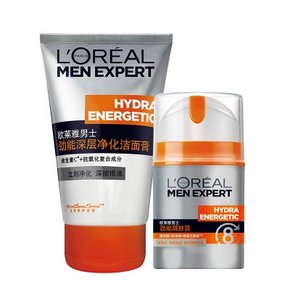欧莱雅 男士劲能醒肤露50ml+深层净化洁面膏50ml 42元