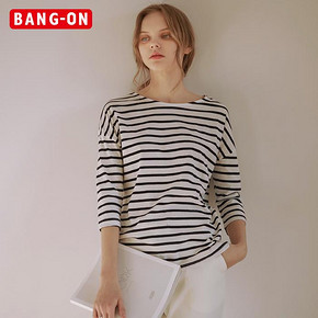 BANG-ON 纯棉修身中袖条纹休闲打底衫 39元包邮