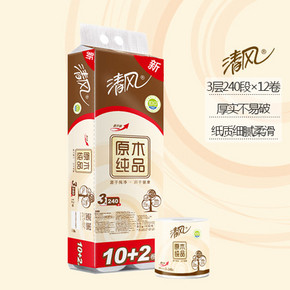 清风 原木纯品240段3层x12卷 14.9元(6件起售)