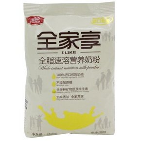 美庐 全家享 全脂速溶奶粉 450g  19.8元