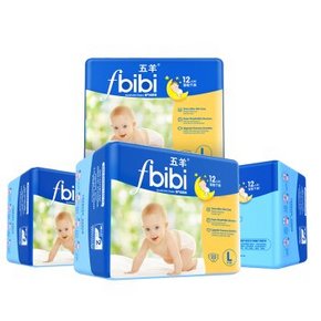 五羊 fbibi智能干爽婴儿纸尿裤 L 23片×4包+送1包 折83元(108，159-50)