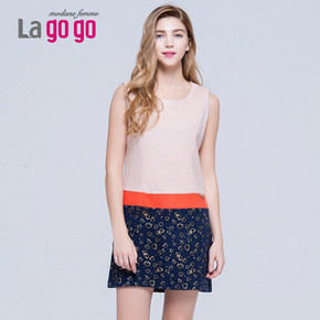 La gogo 拉谷谷 无袖拼接撞色连衣裙 69元包邮
