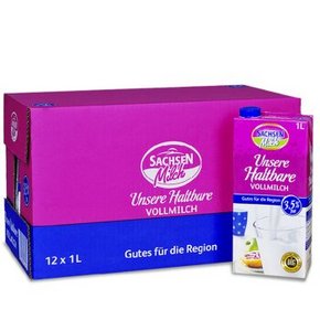 德国进口 萨克森（Sachsenmilch） 超高温处理全脂牛奶1L*12盒  79元