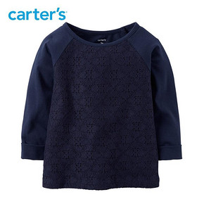 Carter's 海军蓝全棉蕾丝婴儿长袖套头T恤 35.9元包邮