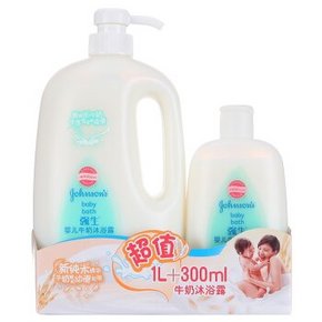 Johnson 强生 婴儿牛奶沐浴露1000ml+送300ml 29.9元