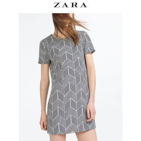 ZARA 女装 印花直裁连衣裙 129元包邮