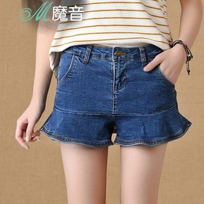魔音 夏季 甜美荷叶边显瘦牛仔短裤裙女 58元包邮(108-50券)