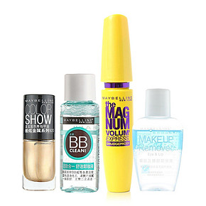 美宝莲 巨密睫毛膏+指甲油 6.5ml+眼唇部卸妆液40ml+卸妆液8ml 79元