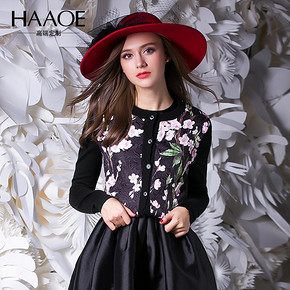 小燕子 穿花衣# HAAOE 女士印花长袖款修身短外套 49元包邮(99-50券)