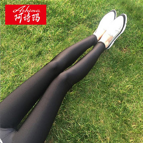 阿诗玛 光泽高腰弹力紧身小脚裤打底裤 黑色 9.9元包邮(29.9-20券)