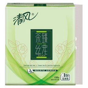 清风 茶臻丝宠高端系列 3层抽纸 150抽*3包 6.9元