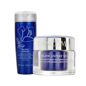兰蔻 新臻白套装 美容液50ml+晚霜15ml 74元(2件包邮)