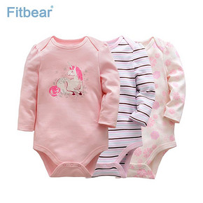 Fitbear 费特贝儿 婴儿纯棉连体衣 3件装 多色可选 49元包邮
