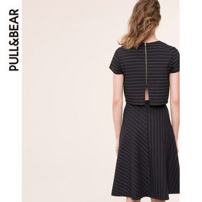 PullAndBear 女士条纹中长裙 54元(59-5券)