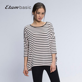 Etambasic 艾格 条纹宽松蝙蝠袖T恤衫 48元包邮