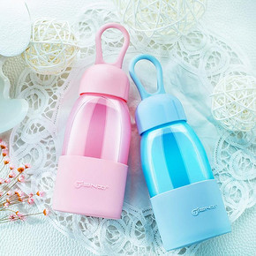 白菜小物# 天喜 便携防漏可爱糖果色玻璃杯 320ml 9.9元包邮