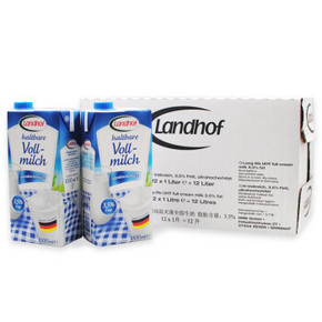 德国  莱文堡（Landhof） 超高温灭菌全脂牛奶 1L*12 69元