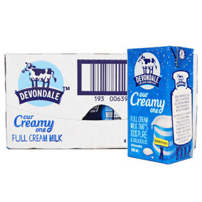 德运Devondale 全脂纯牛奶/箱 200ml*24盒 45元