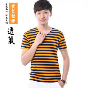 峰硕 男士无痕半袖v领t恤X2件  49元(98-49)