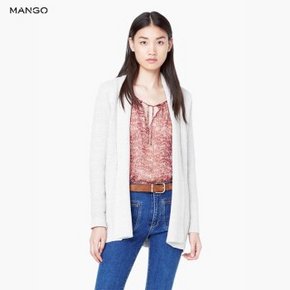 MANGO 粉灰色修身系带针织开衫 59元