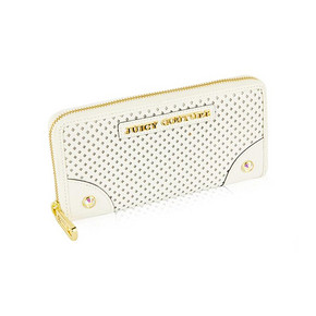 美国 Juicy Couture 橘滋 女款皮革镂空长钱包 白色 319元包邮