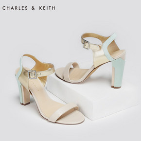 CHARLES&KEITH 金属色撞色高跟凉鞋 179元包邮