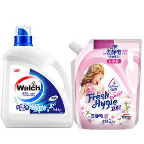 威露士 全自动洗衣液3kg+卫新 衣物柔顺剂 2kg  合计5kg 43.9元(可199-100)