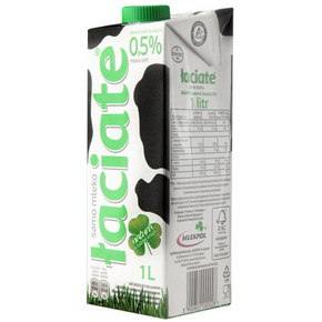 波兰进口牛奶 Laciate 高温灭菌脱脂牛奶 1L*12盒 59.9元