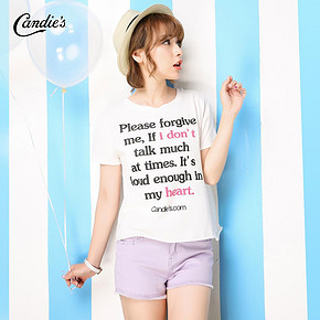 拉夏贝尔 Candie's 甜美字母印花短袖宽松T恤 29元包邮(39-10券)