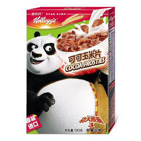 Kellogg’s 家乐氏 功夫熊猫版 即食可可玉米片 牛奶麦片谷物 190g 9.3元