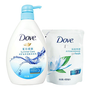 DOVE 多芬夏日滢润沐浴乳 1000ml+补充装400ml 38元