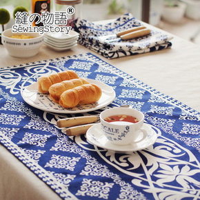 缝物语 青花瓷中式棉麻样板间布艺印花餐巾 8.8元包邮(18.8-10券)