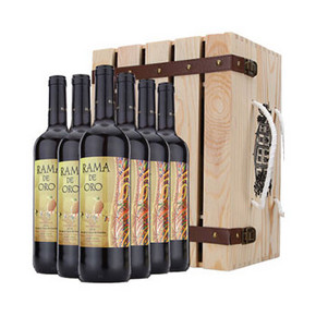 #端午#RAMA DE ORO 金丝雀干红葡萄酒 精品松木盒装 750ML*6瓶 159元(259-100)