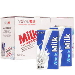 英国 VIVA 韦沃 全脂纯牛奶 1L*6盒 礼盒装 39.9元