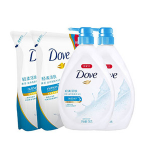 Dove 多芬 轻柔活肤滋养美肤沐浴乳720gx2瓶+补充装400mlx2袋 65元
