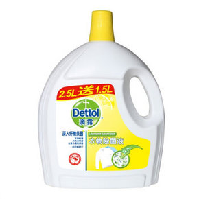 滴露Dettol 衣物除菌液 清新柠檬 2.5L+1.5L 折33元(199-100)