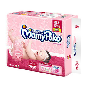 妈咪宝贝 女宝宝瞬吸干爽增量装 S100片+12片 赠爬爬裤3片 89元