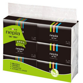 妮飘（Nepia） 黑郁薄荷抽取式面纸  3层120抽x6包 11.9元