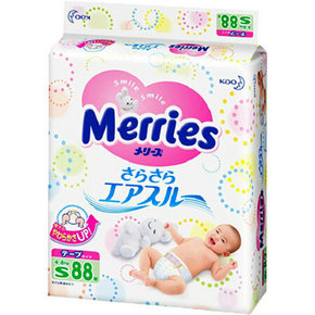 秒杀预告# 花王 Merries 妙而舒 纸尿裤增量装 小号S 88枚 88元(79+9.4)