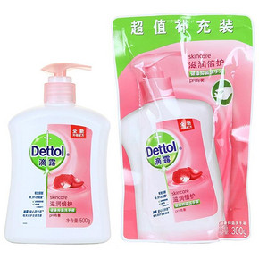 Dettol 滴露 滋润倍护洗手液 500g+300g 9.9元(19.9，199-100)